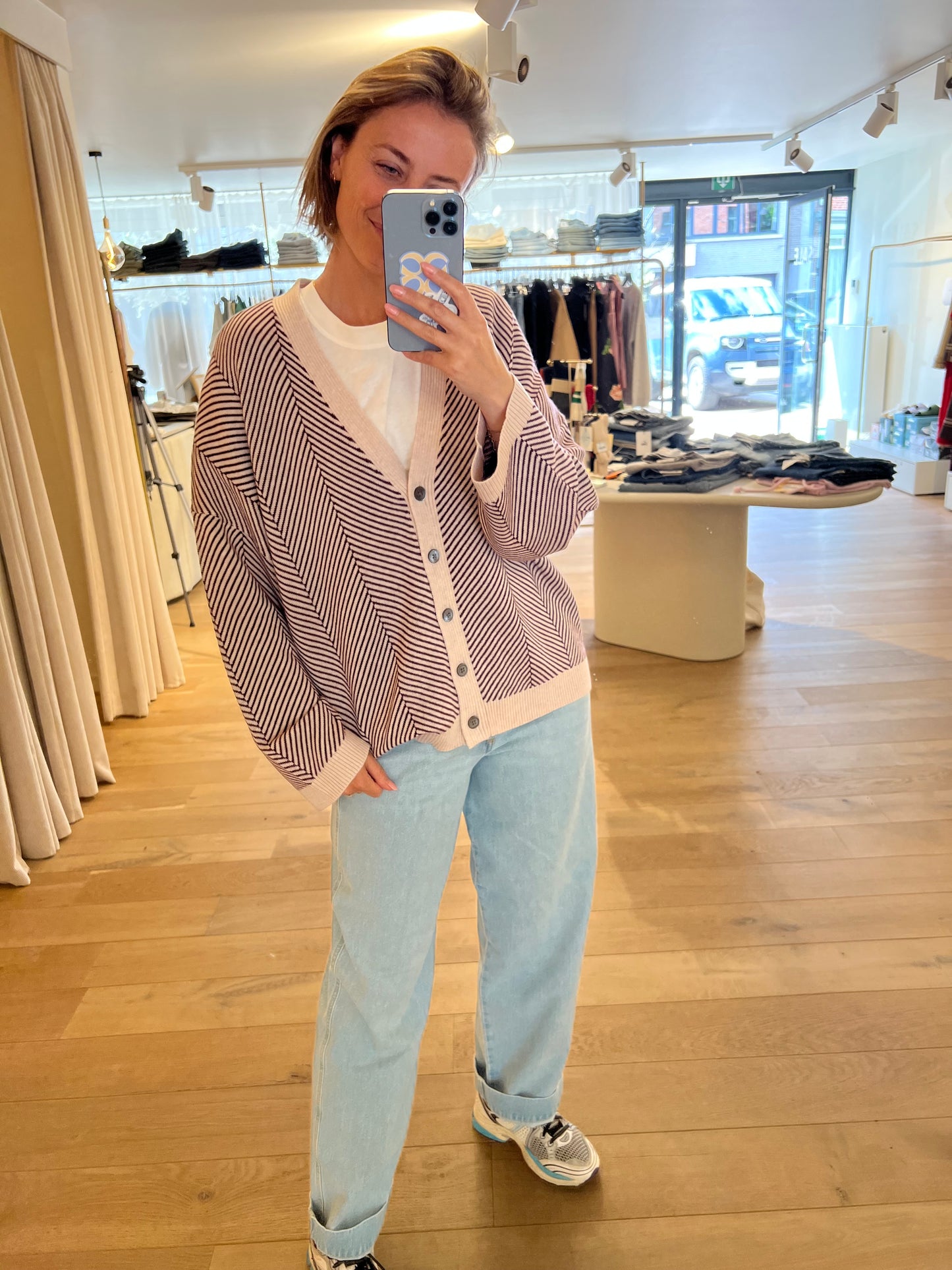 Paulien Gilet Burgundy Stripe