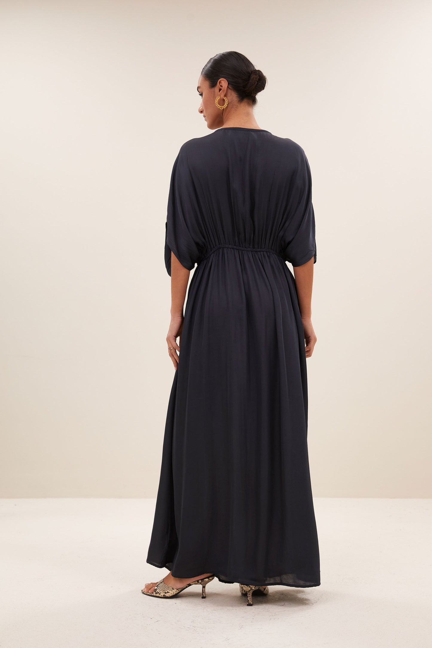 Long Satin Dress Navy