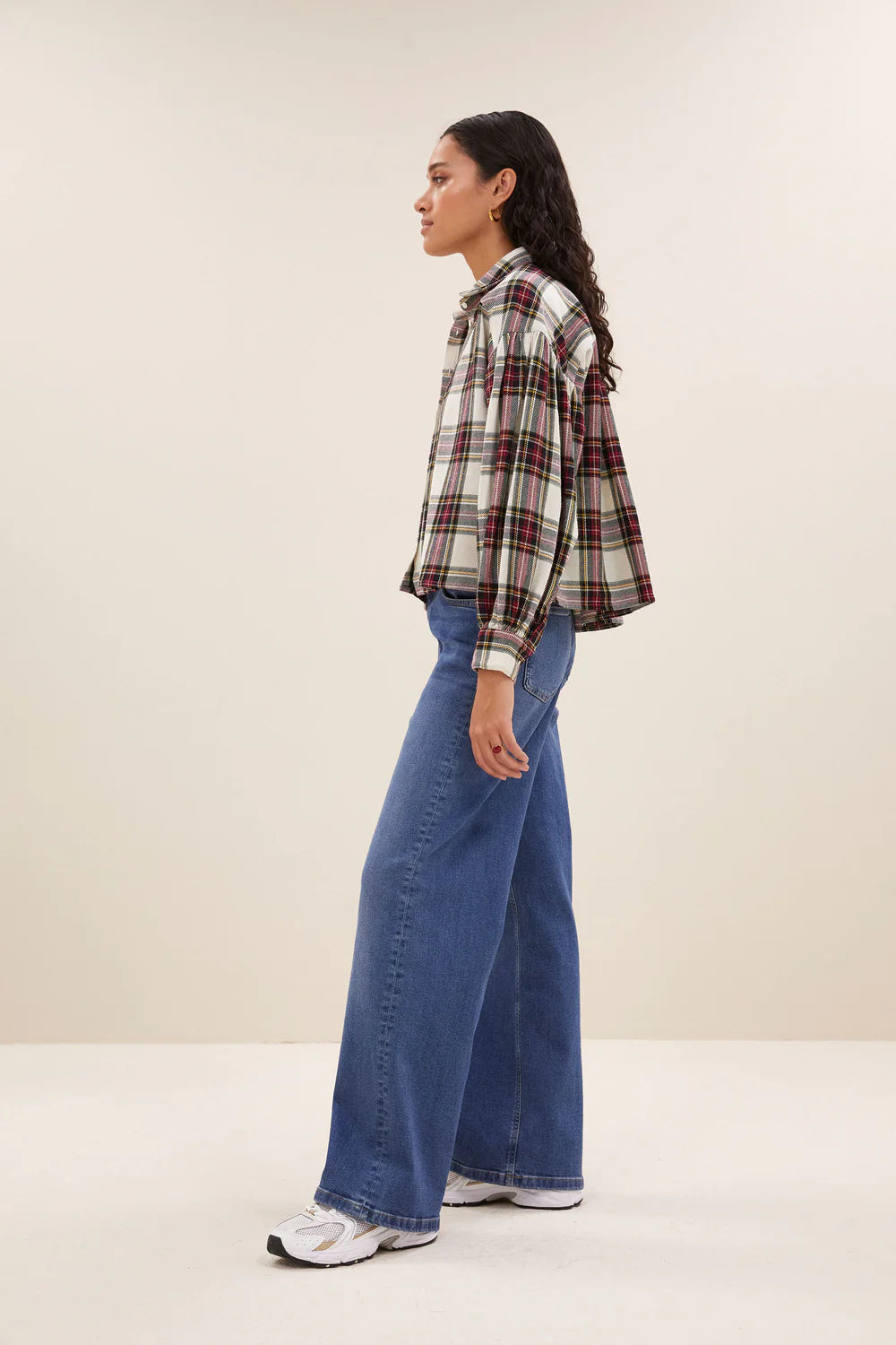 Sarah short check blouse Tartan check