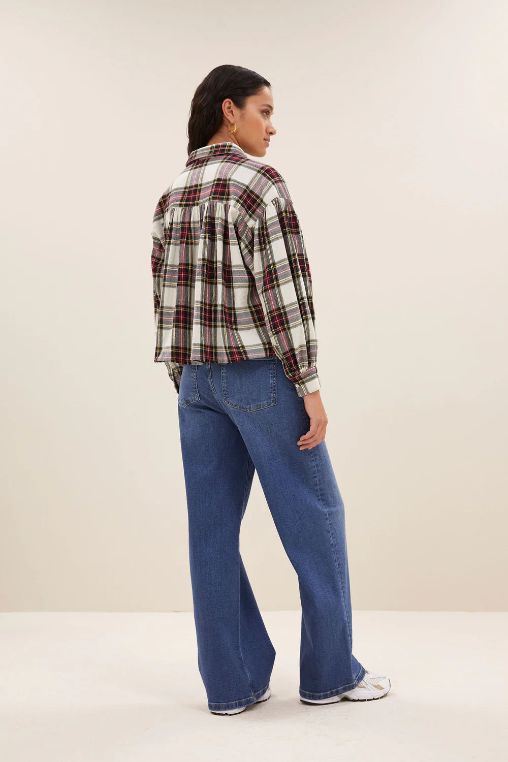 Sarah short check blouse Tartan check