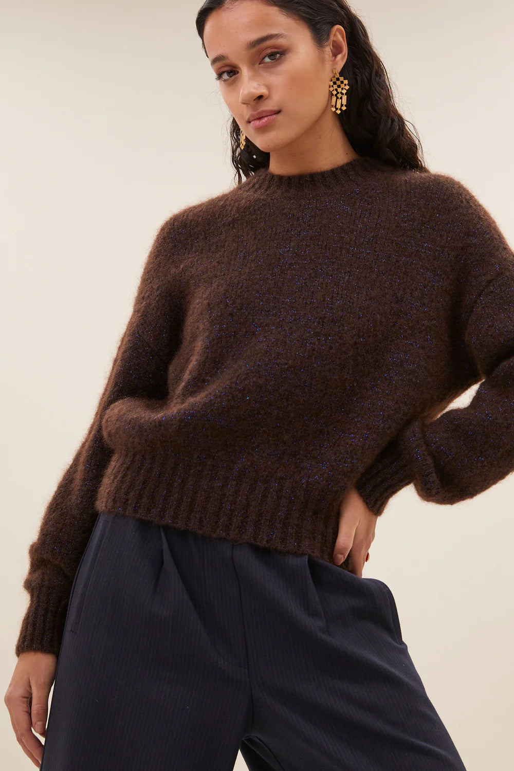 Sonny sparkle pullover Dark brown