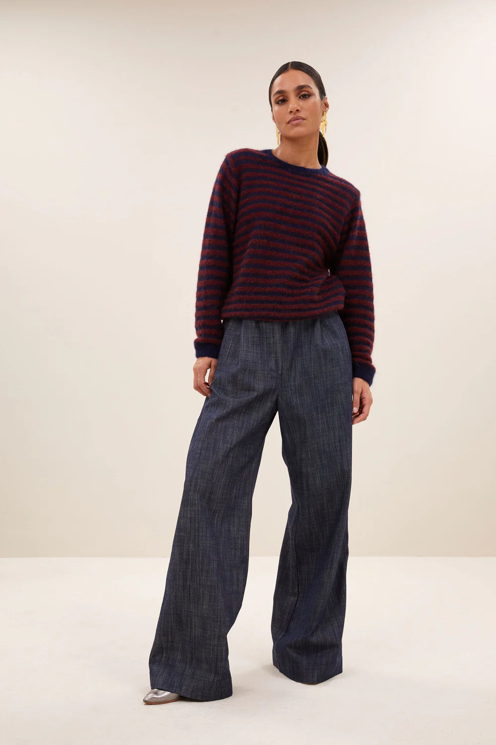 Gwen thin stripe pullover Wine thin stripe