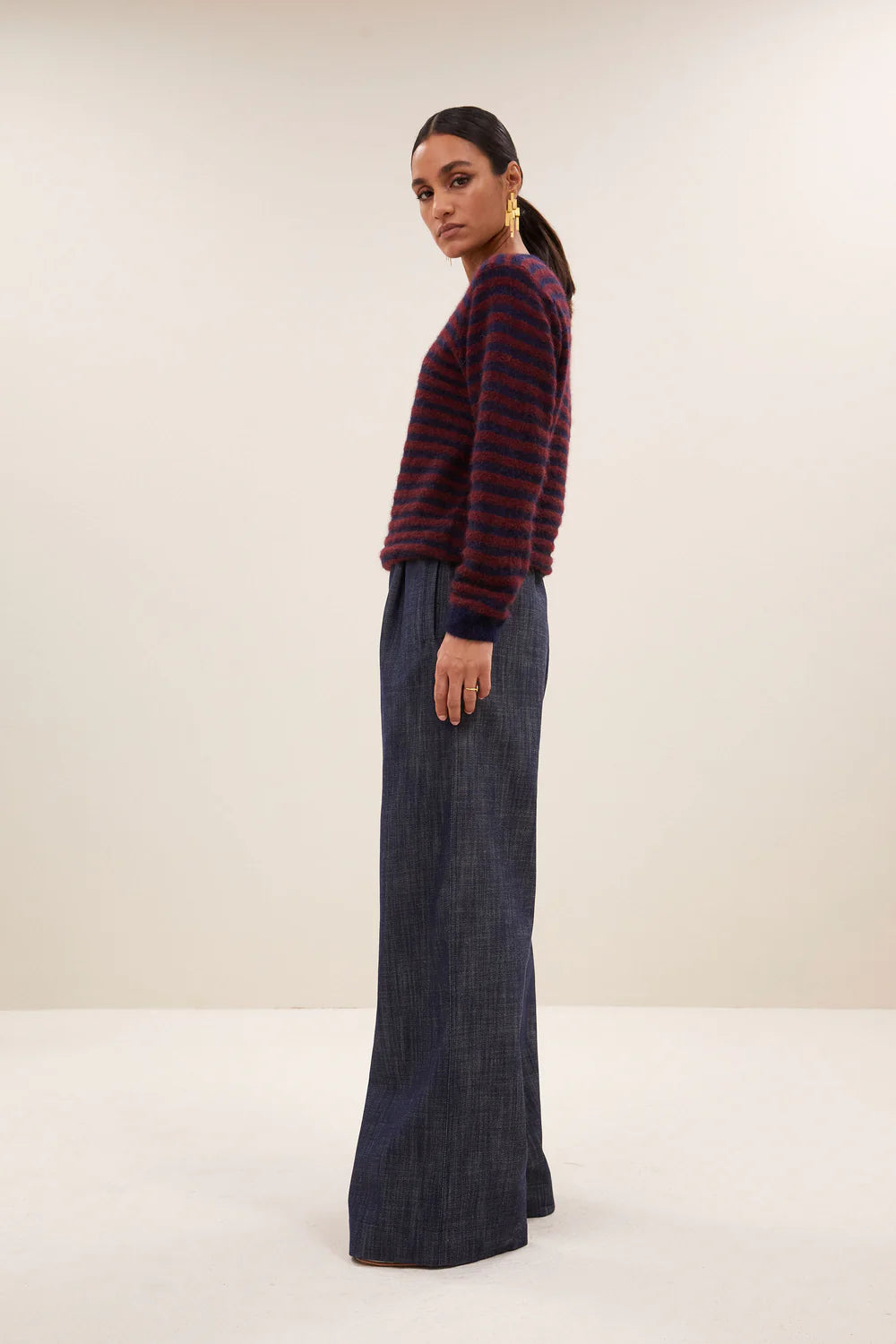 Gwen thin stripe pullover Wine thin stripe