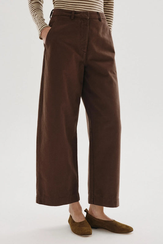 Barrel brushed cotton drill trousers Brown
