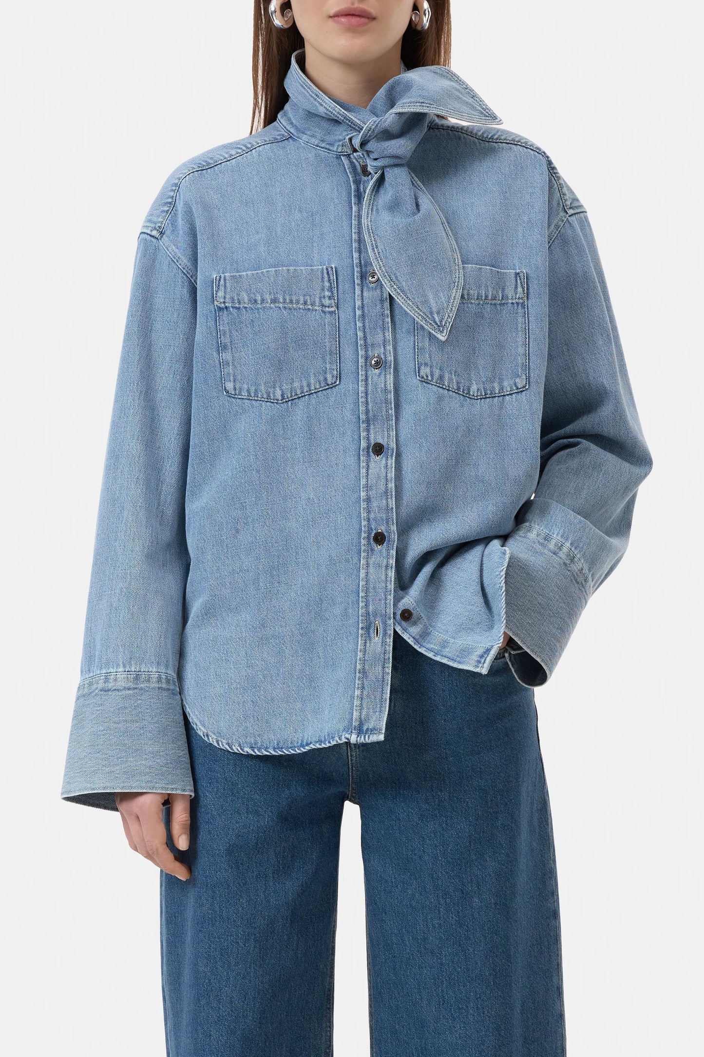 C94789 Scarf shirt Light blue