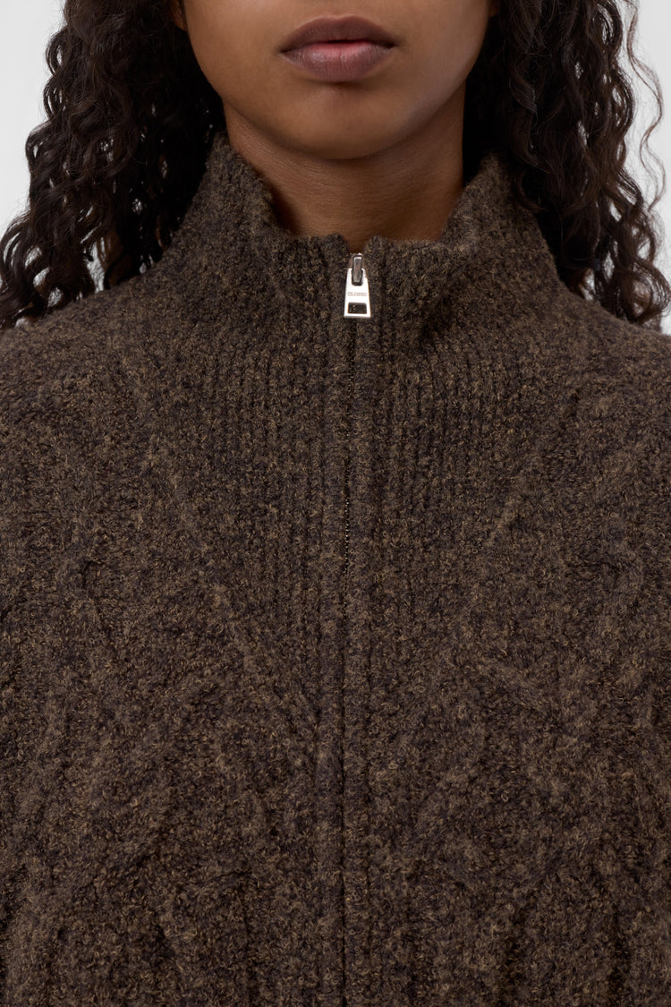 Troyer Zip Cardigan Brown