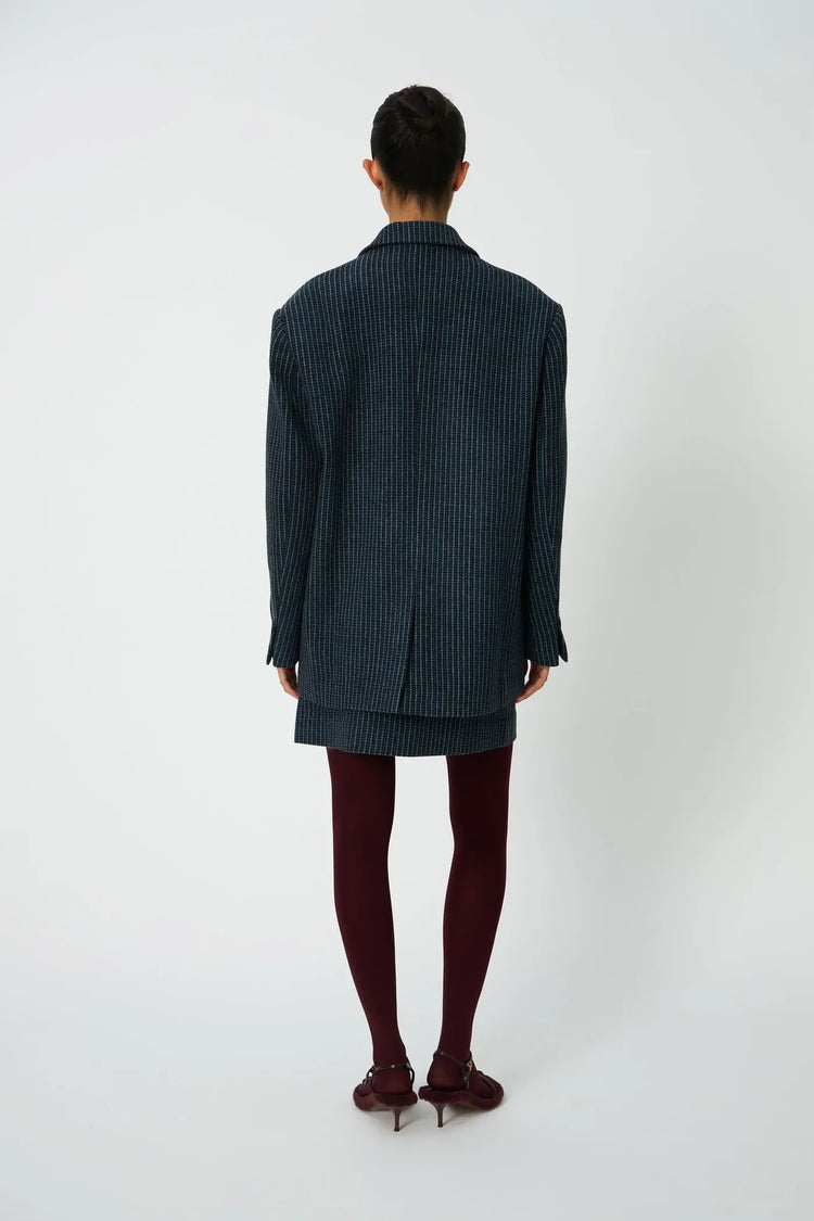 Checked oversized wool blazer Blue checks
