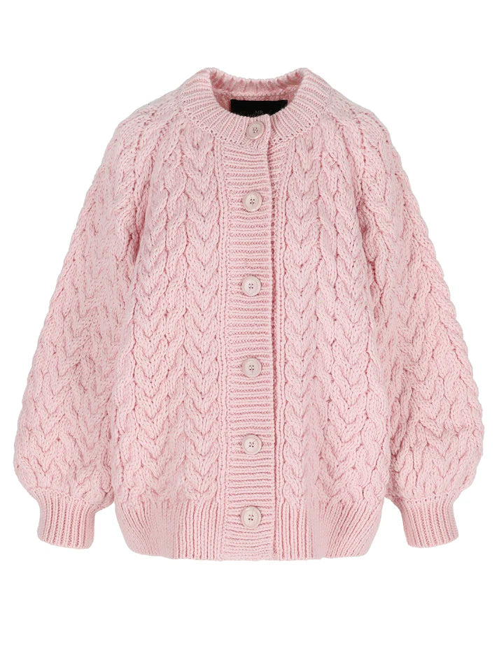 CABLE BUTTONED JACKET Icy pink