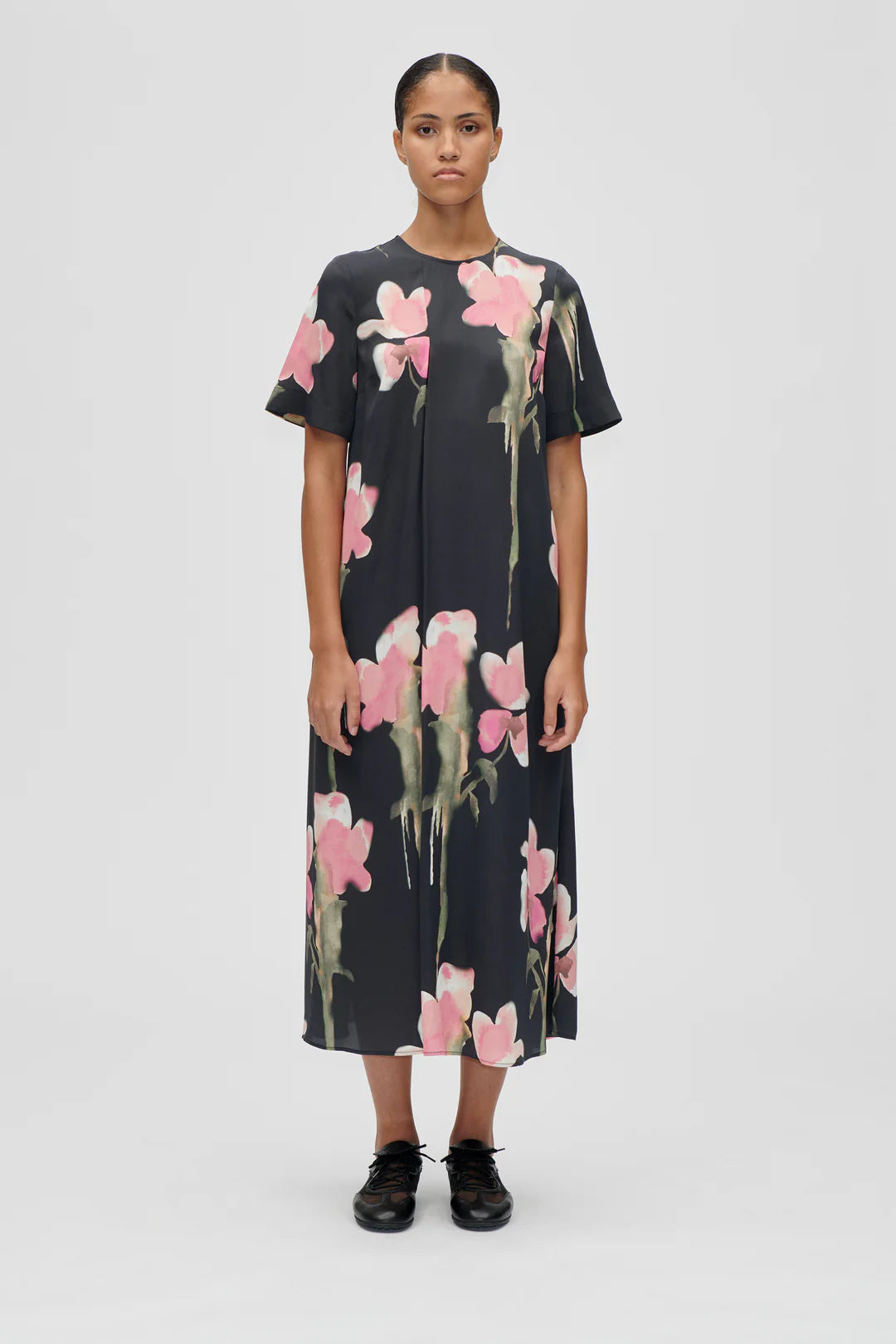 Flowy Midi Dress Melting Flowers