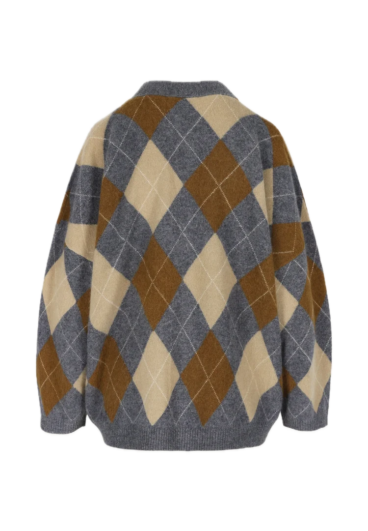 Argyle Knit Grey Check