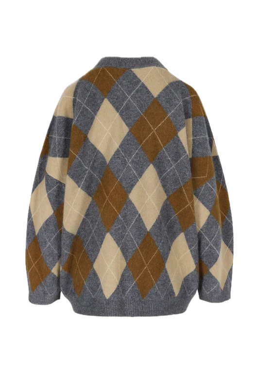 Argyle Knit Grey Check