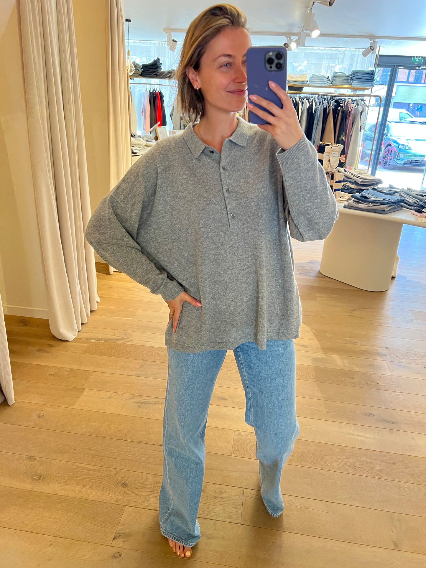 Polo 100% Cashmere Grey