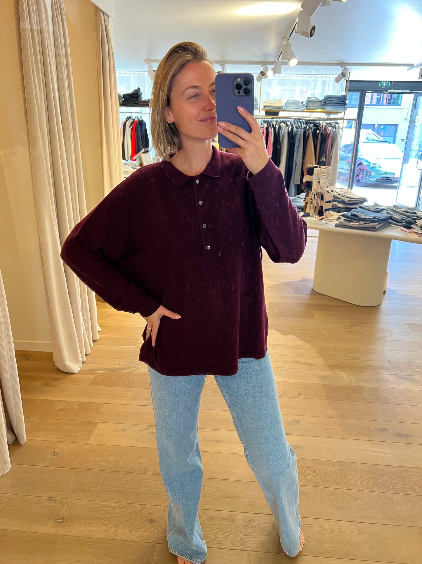 Polo 100% Cashmere Bordeaux