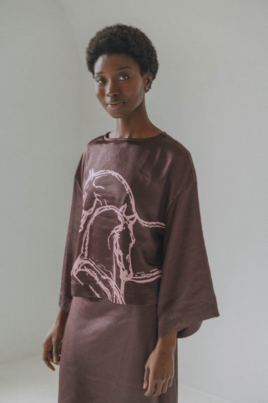 Martini Blouse Brown Love Horse