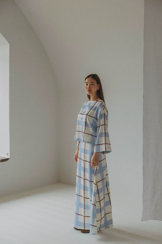 Sunshine Skirt Blue Check print