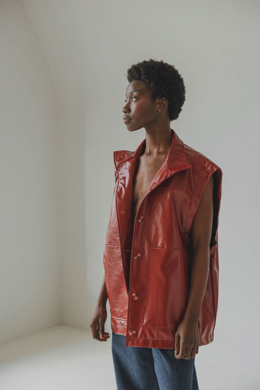 Saddle Up sleeveless jacket Red