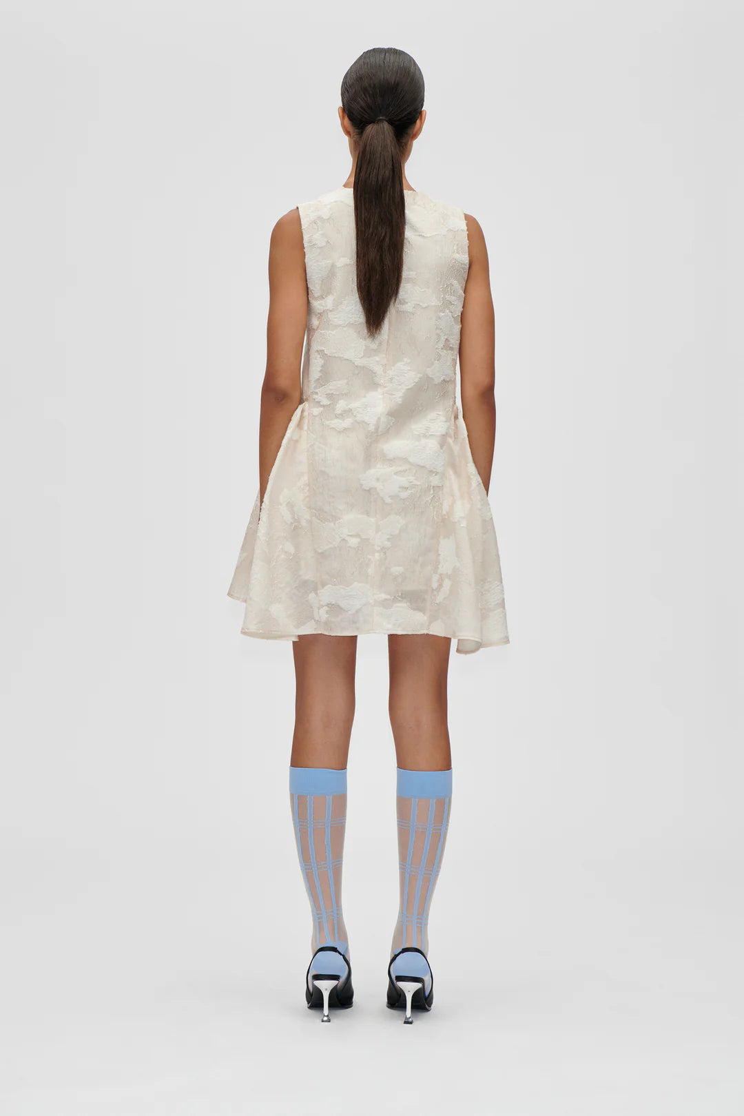 Jacquard Short Dress Ecru