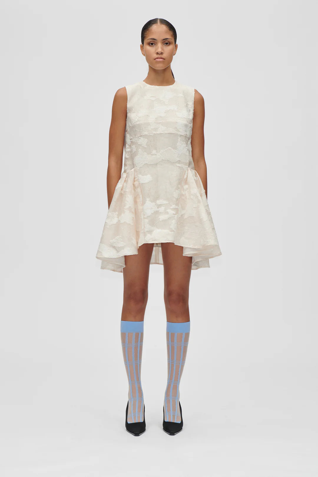 Jacquard Short Dress Ecru