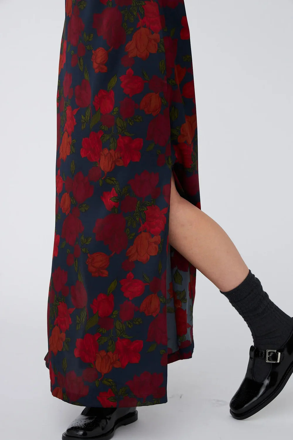 Silk Maxi Dress Flower Forest
