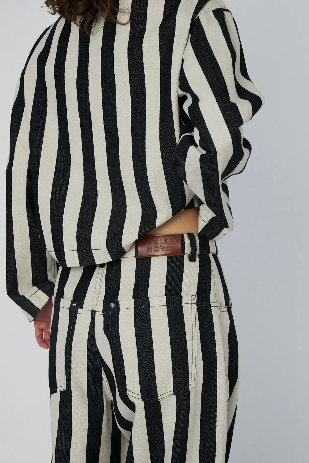 Striped Baggy Low-Waist pants Black/white