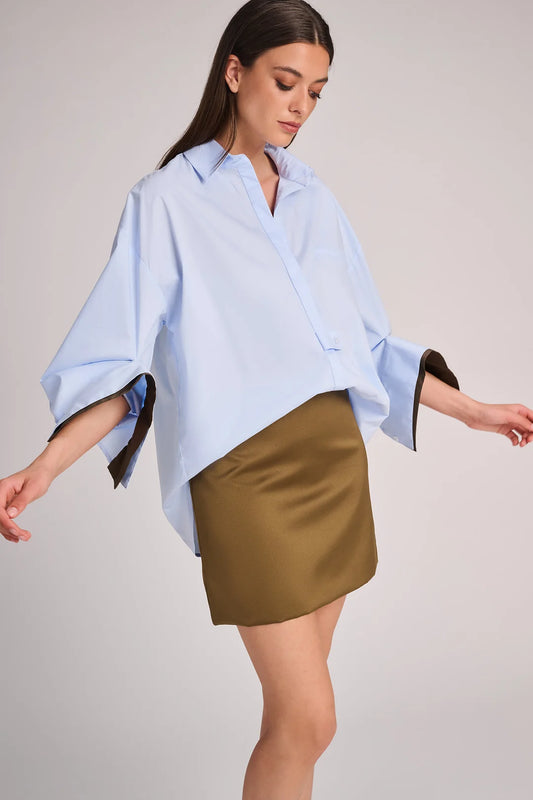 Blouse Quebec sky blue/olive