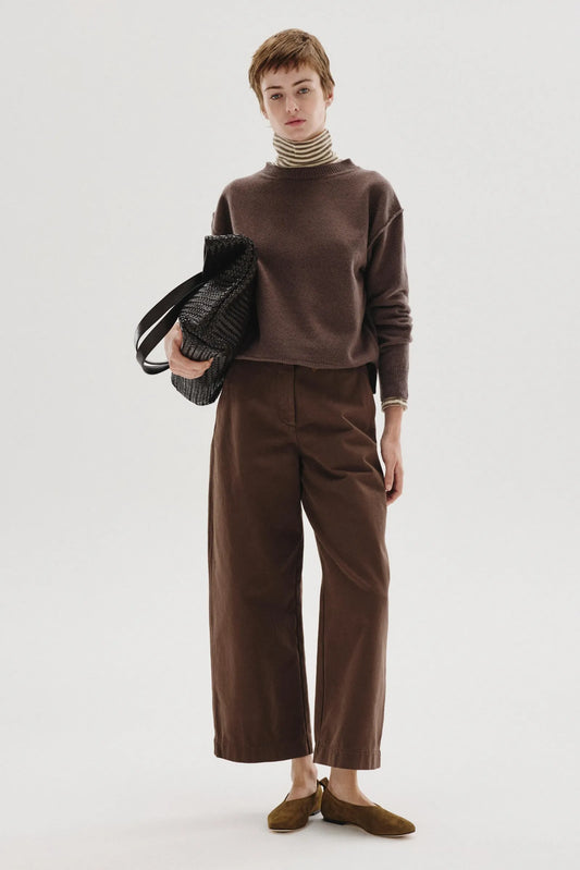 Barrel brushed cotton drill trousers Brown