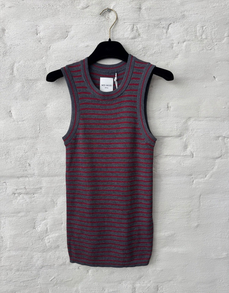 Jeanne Stripe Dark Grey + Wine
