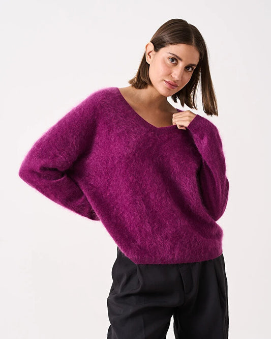 Soeli V-Neck Pull Aubergine