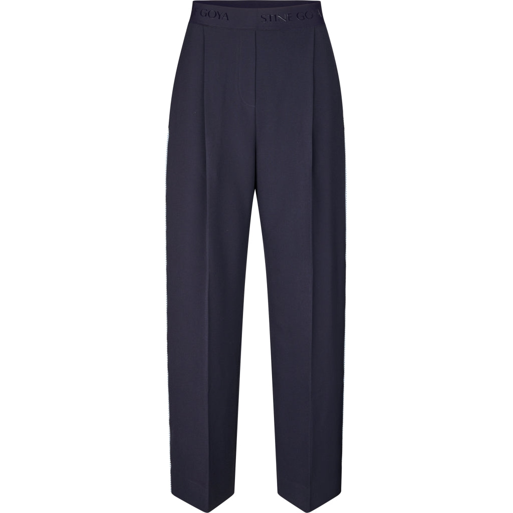 Blanket Stitch Elastic Pants Navy