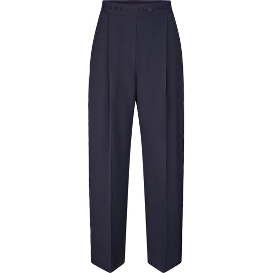 Blanket Stitch Elastic Pants Navy