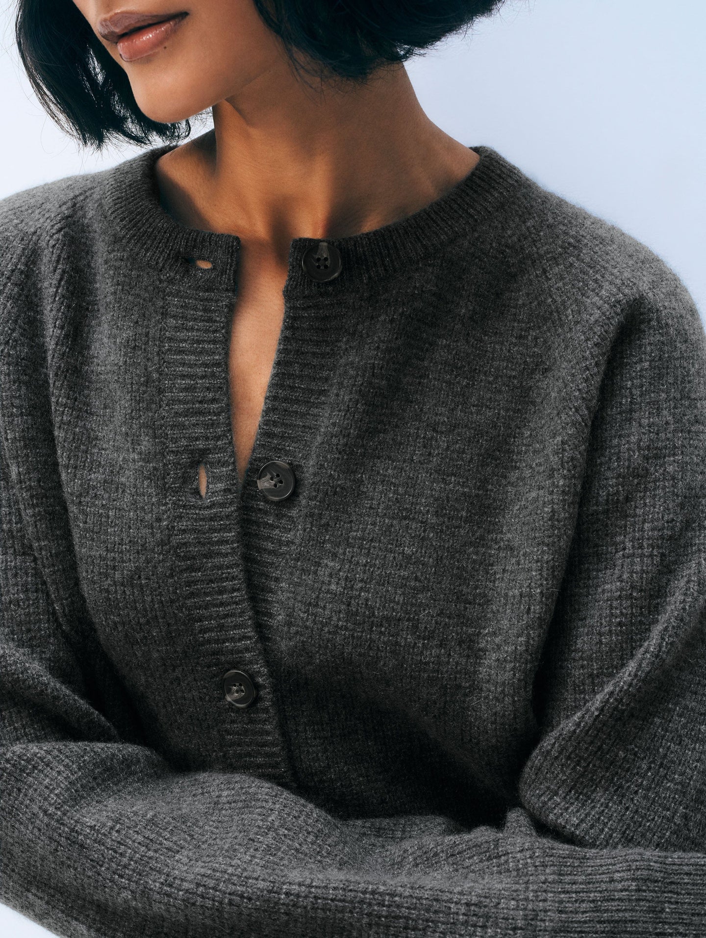 Cashmere Waffle Cardigan Dark Grey