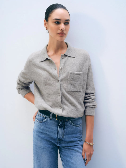 Cashmere Button Shirt Grey
