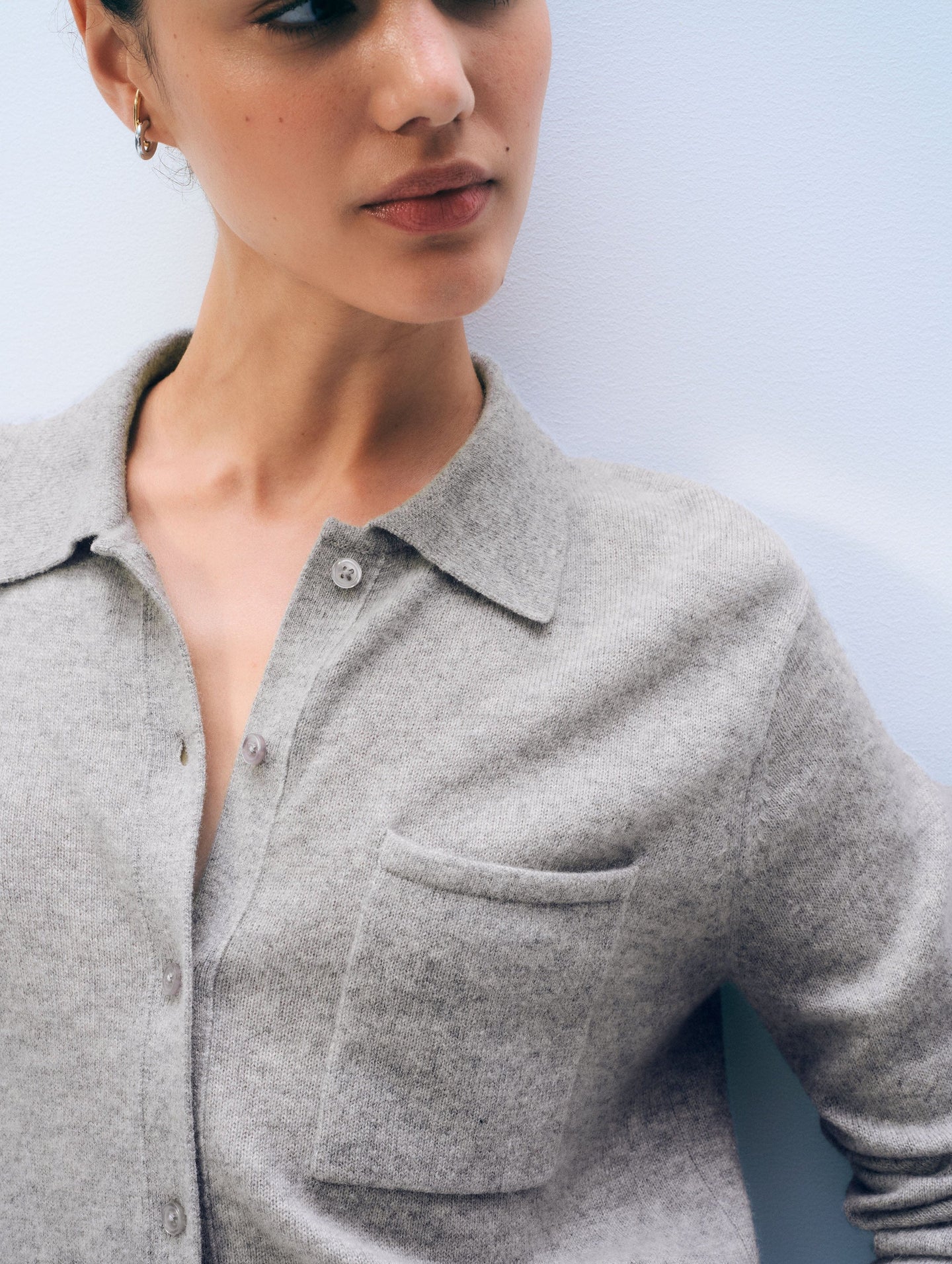 Cashmere Button Shirt Grey