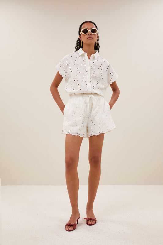 Isa Flower Short Ecru