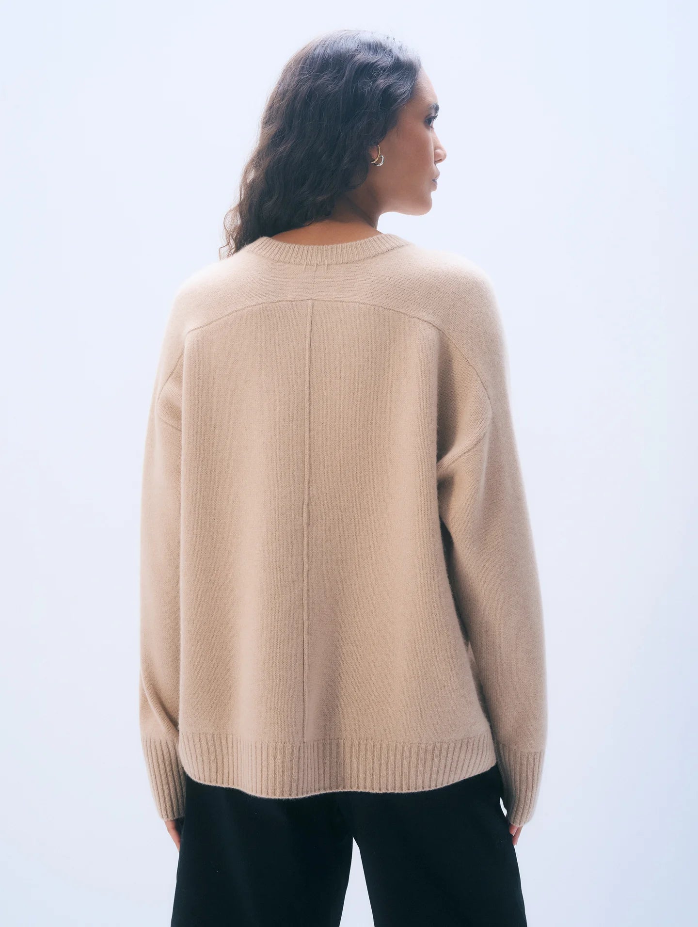 Cashmere Saddle Sleeve Crewneck Soft Camel