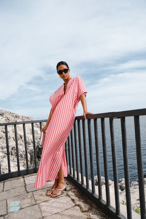 Bali stripe dress Red