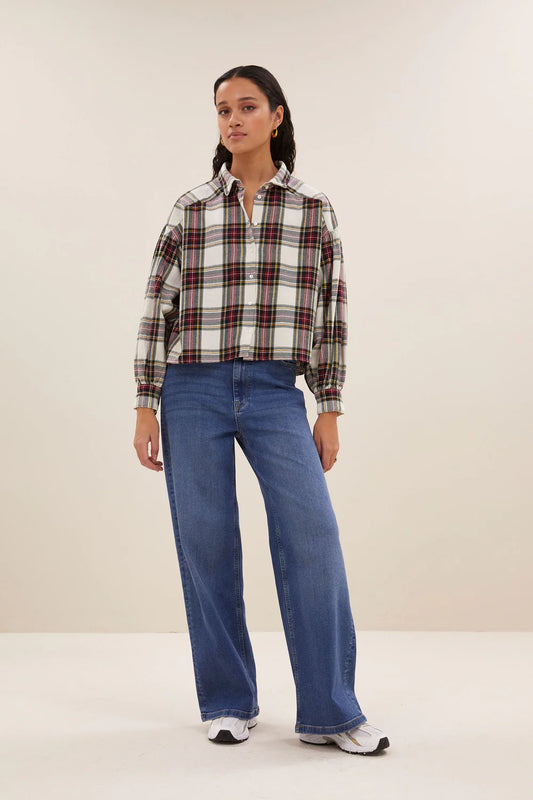 Sarah short check blouse Tartan check