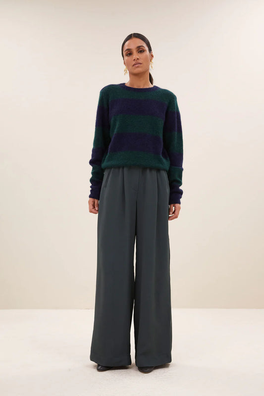 Gwen big stripe pullover Dark green stripe