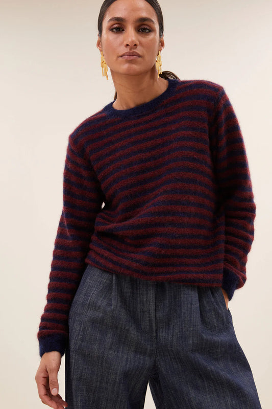Gwen thin stripe pullover Wine thin stripe