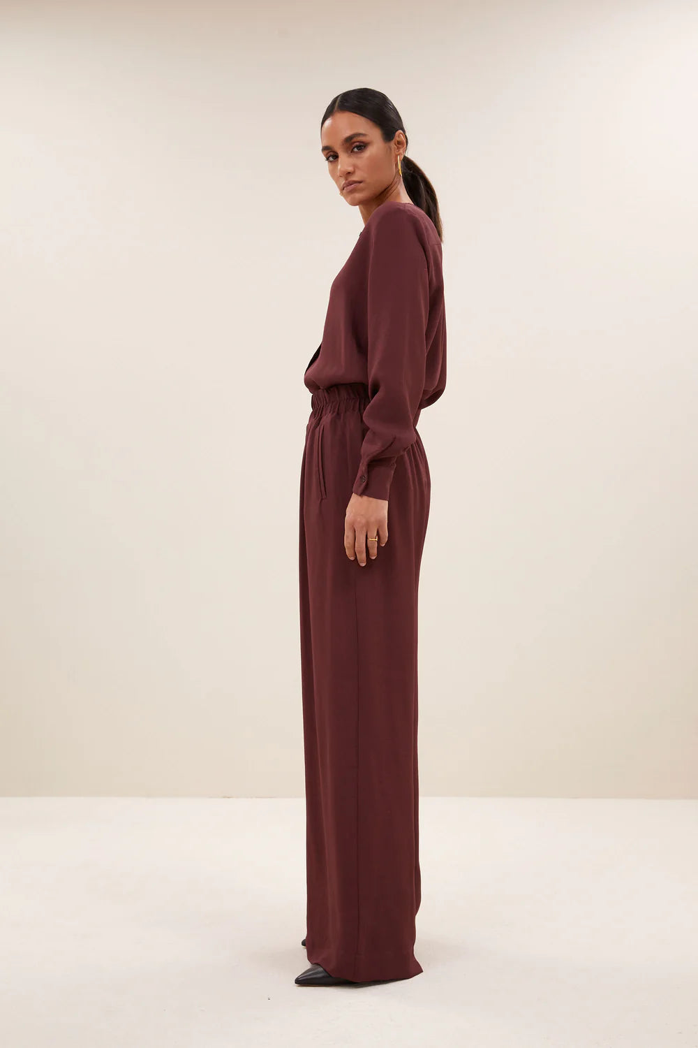 Benji satin stripe pants Pecan