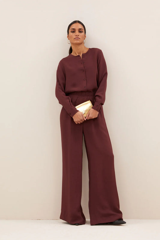 Benji satin stripe pants Pecan