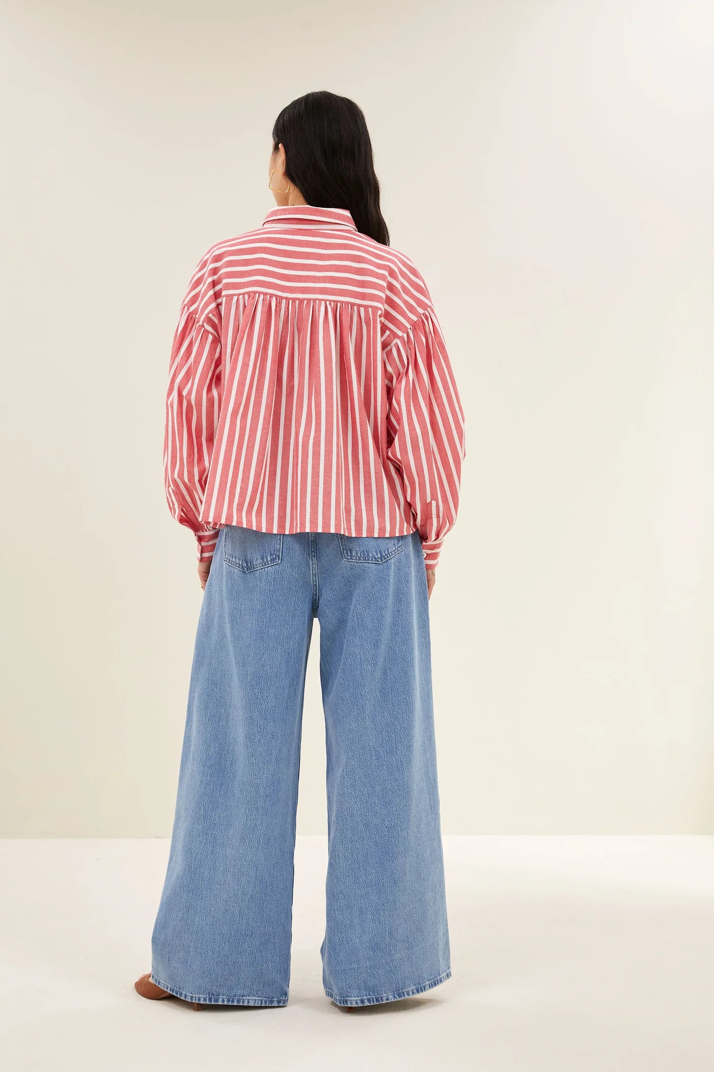 Sarah Short stripe blouse Red Stripe
