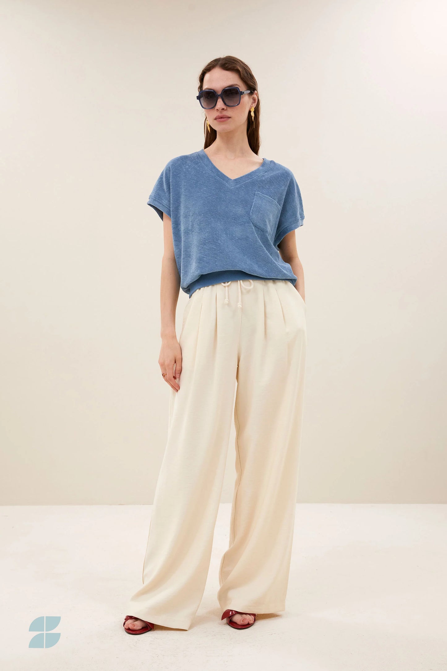 Tyler slub top Blue stone