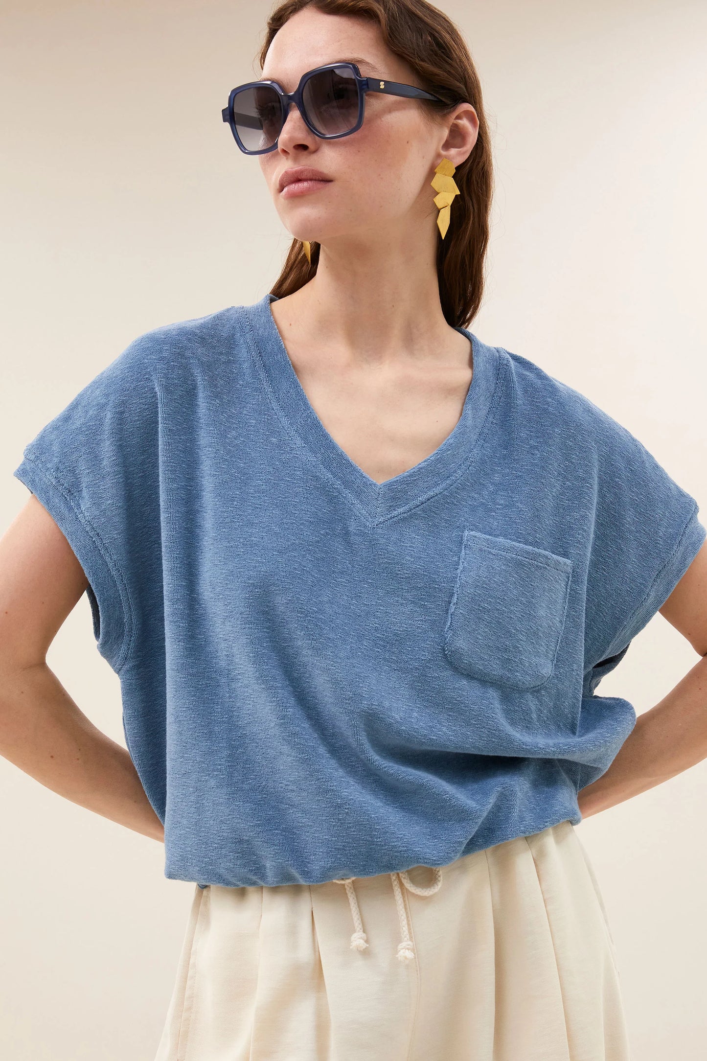 Tyler slub top Blue stone