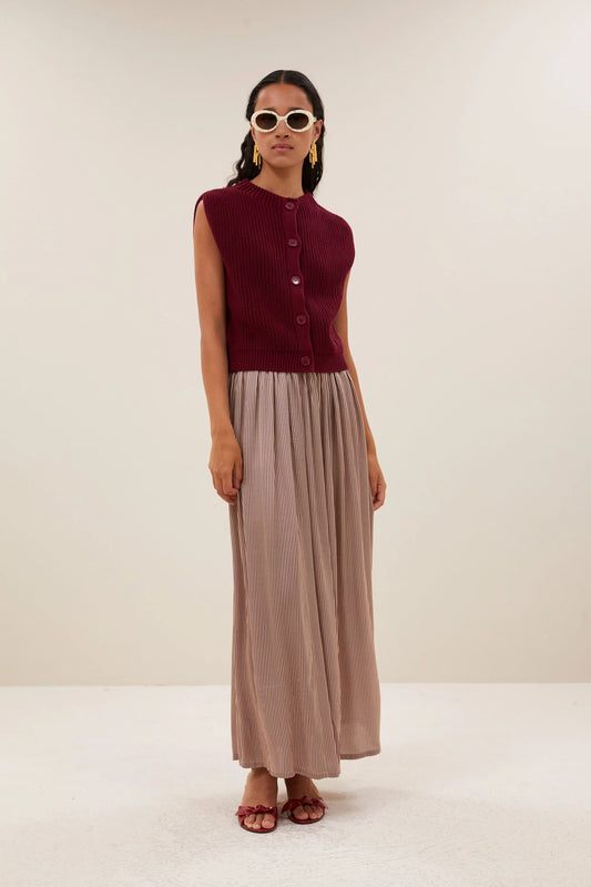 Reva viscose stripe skirt Wine stripe