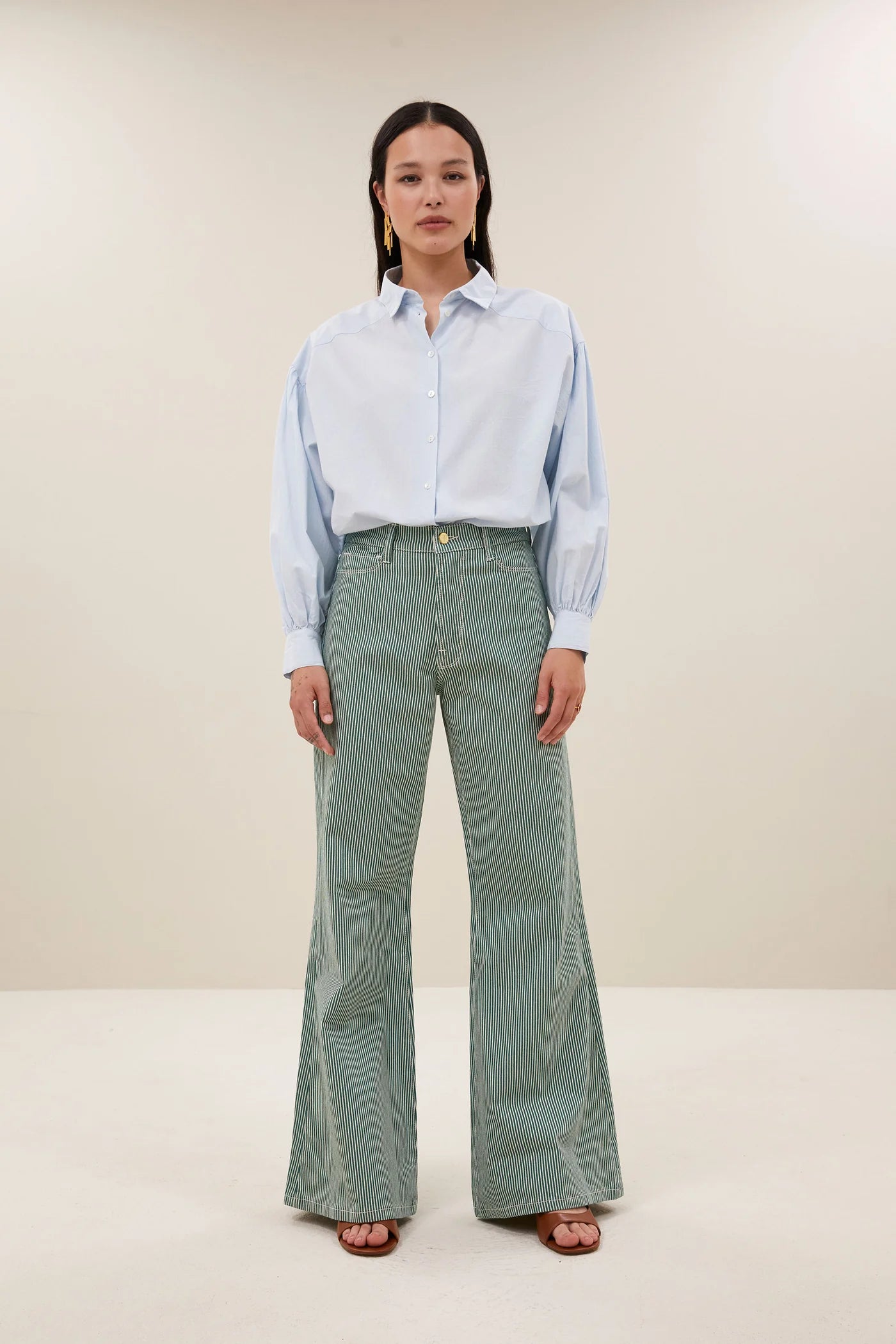 Femme stripe Pants Green stripes