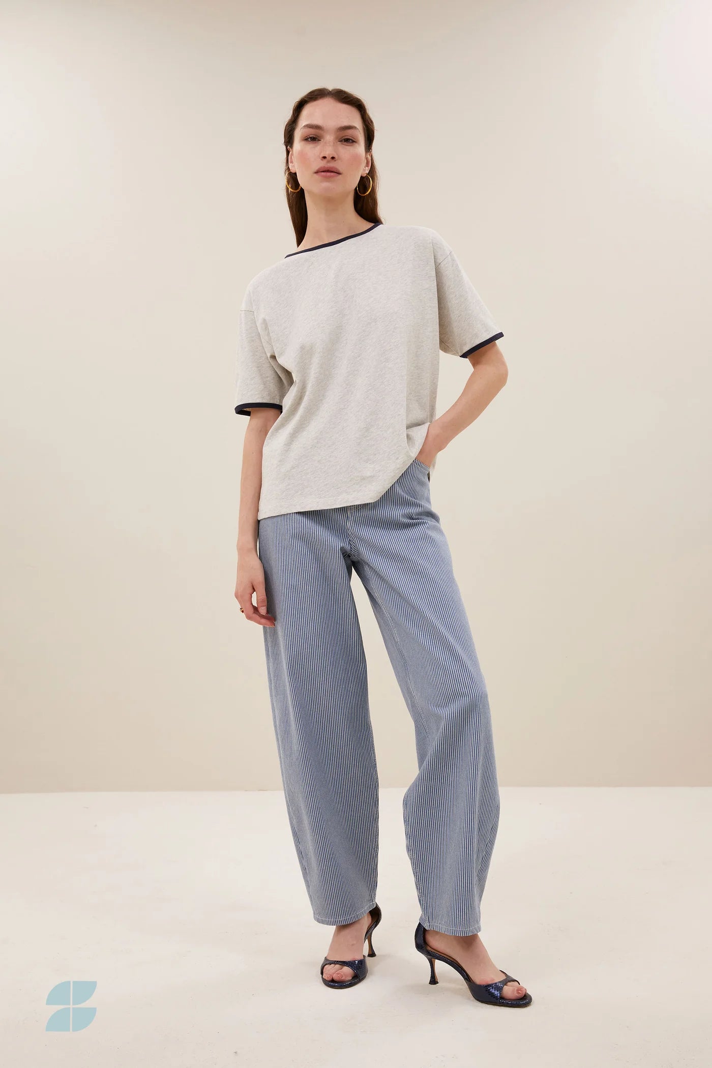 Lew Stripe Pants Blue Milky stripe