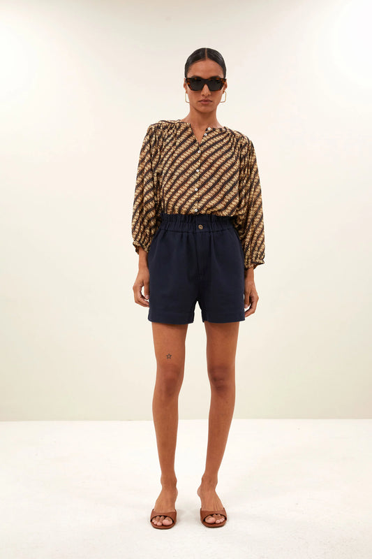 Leon twill short Captain blue