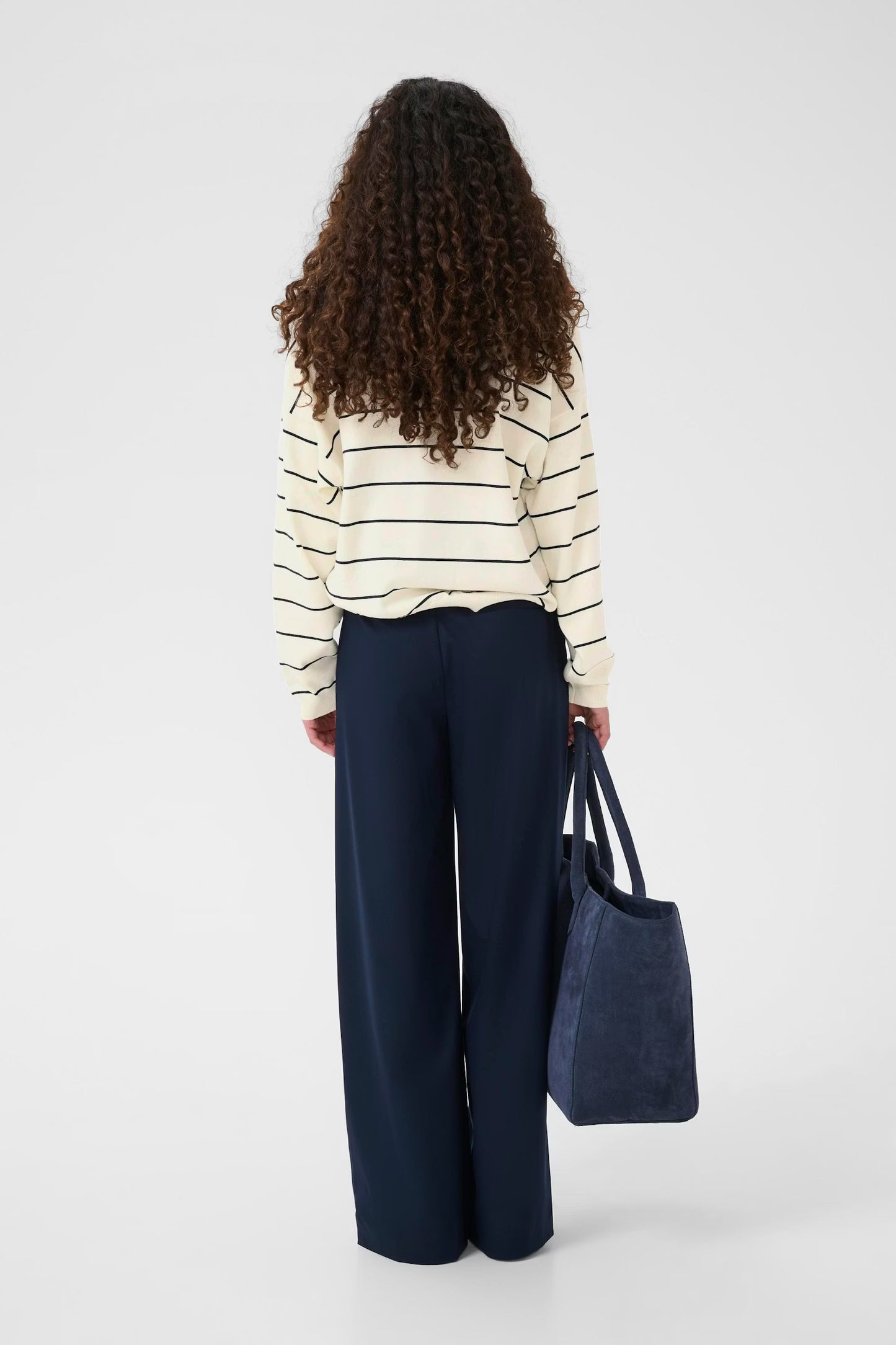 Taige Polo Pullover Ecru with Navy stripe