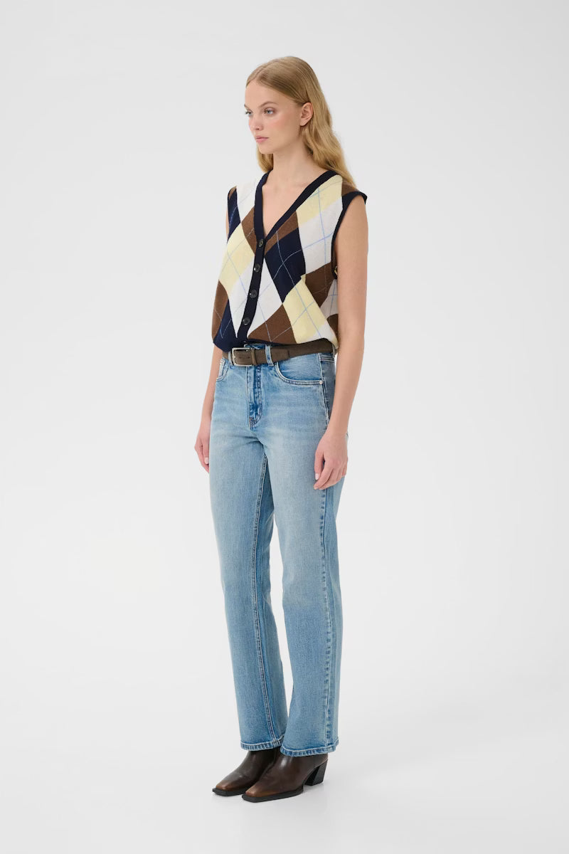 GZmani multi waistcoat Navy and yellow